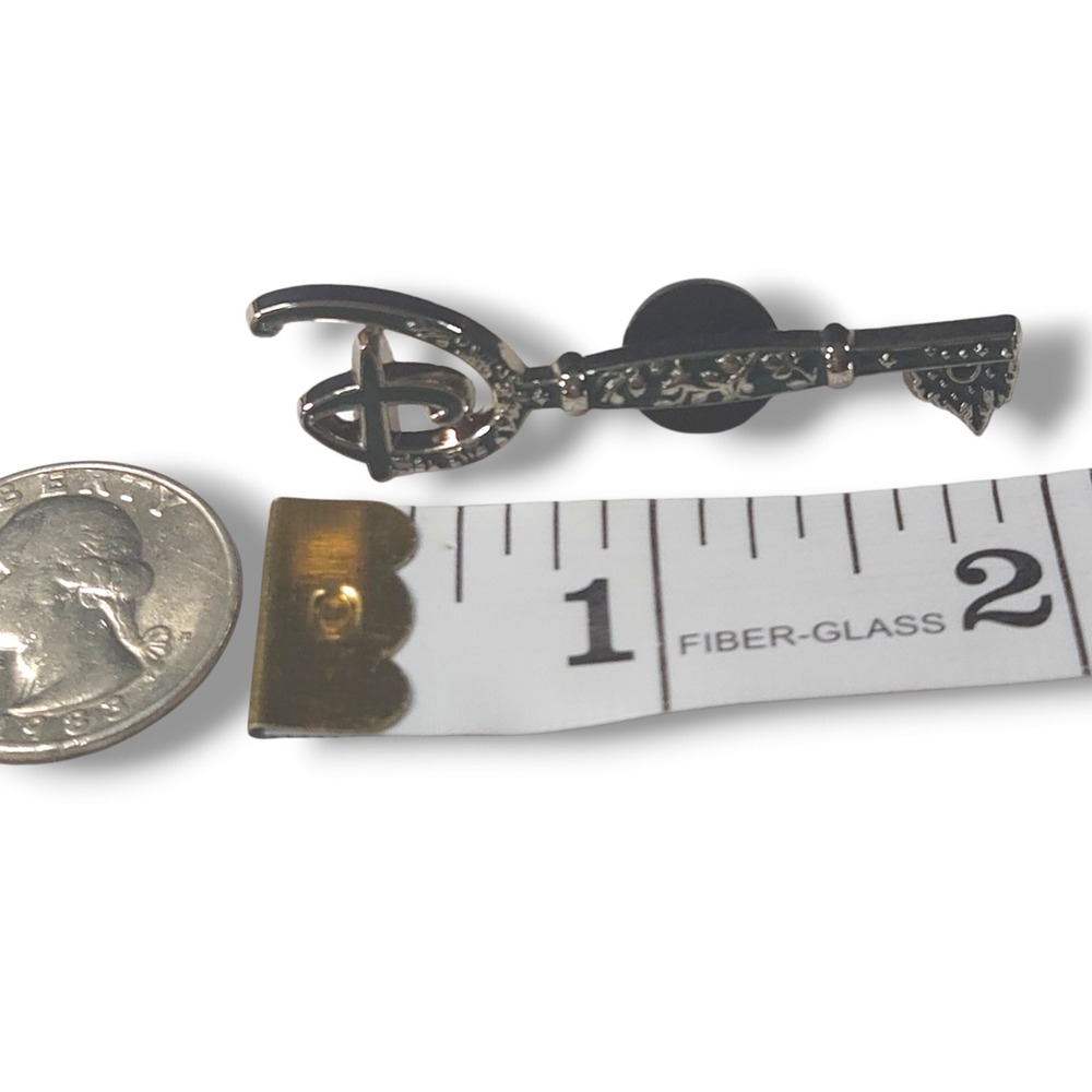 Disney Pin Imagination Key Floral Engraved Silver Tone OS - Picture 3 of 5